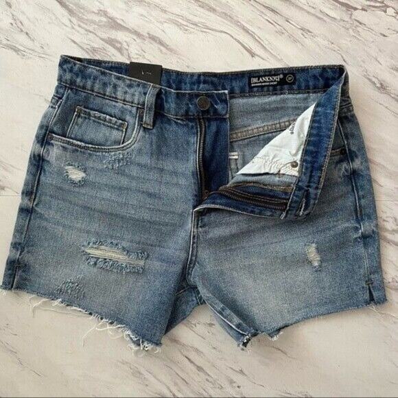 Blank NYC Bahama Mama Denim Shorts Jorts Cut Off Distressed Summer Size 27 NWT - Picture 6 of 12